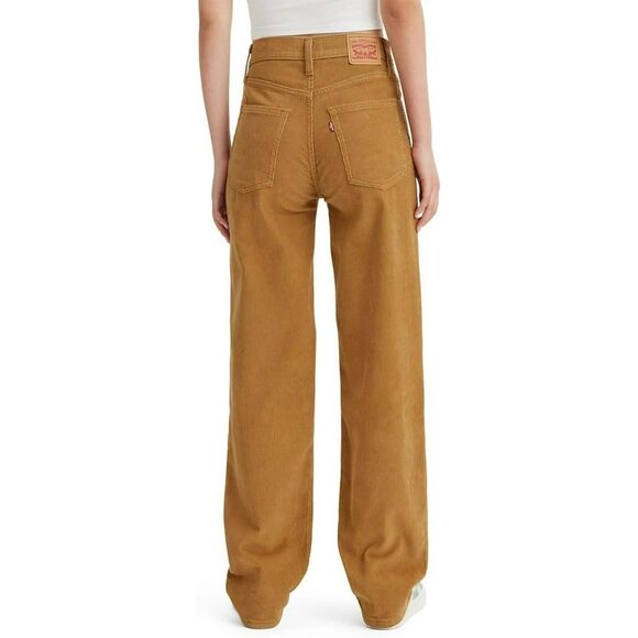 Levis 94 Baggy Corduroy Pants Size 24 Mid Rise Loose Fit Straight Leg Tan Womens - Picture 2 of 15
